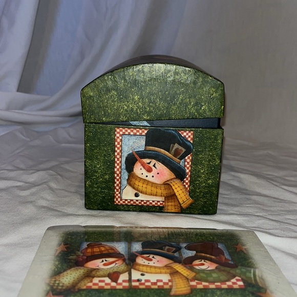 Snowman Recipe box with recipe cards - Picture 5 of 11